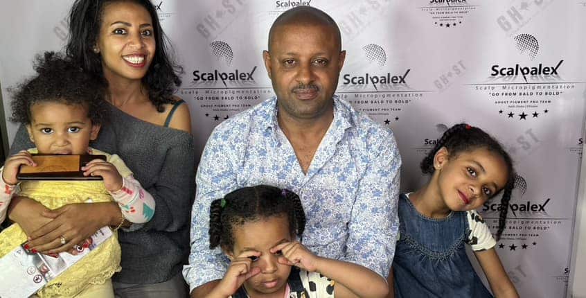 a happy Scalp Micropigmentation family